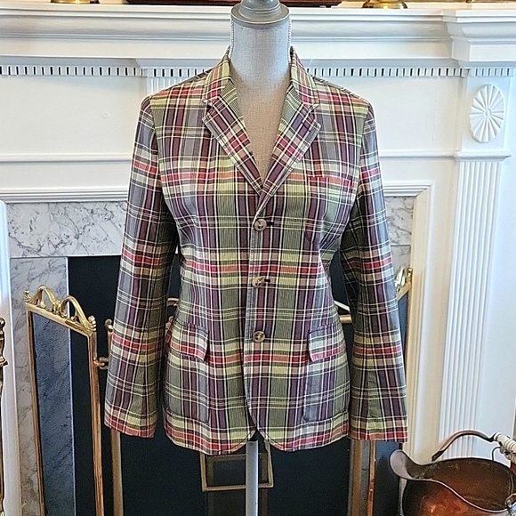 Vtg Polo Ralph Lauren Madras Blazer - Picture 1 of 11